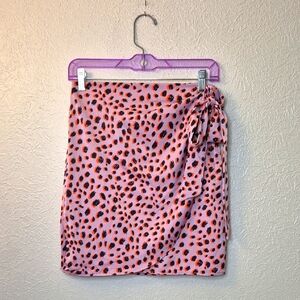 Tyche Women's Purple Pink Black Wrap Skirt Leopard‎ Print Woman's Size L Box3